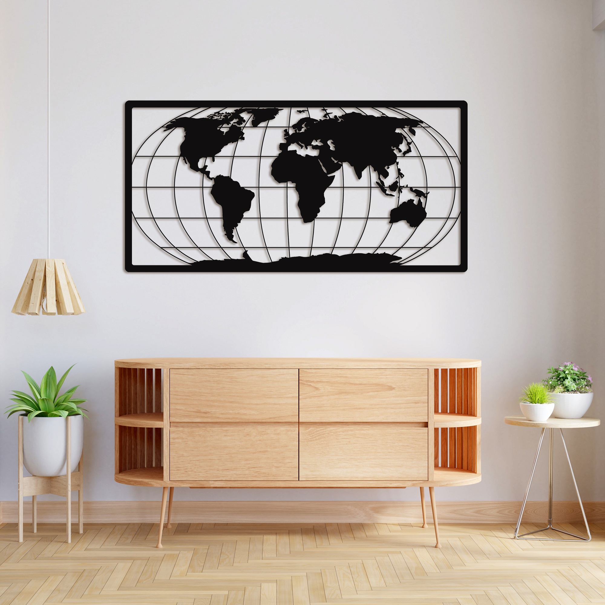 Metal Dünya Haritası 75x150cm